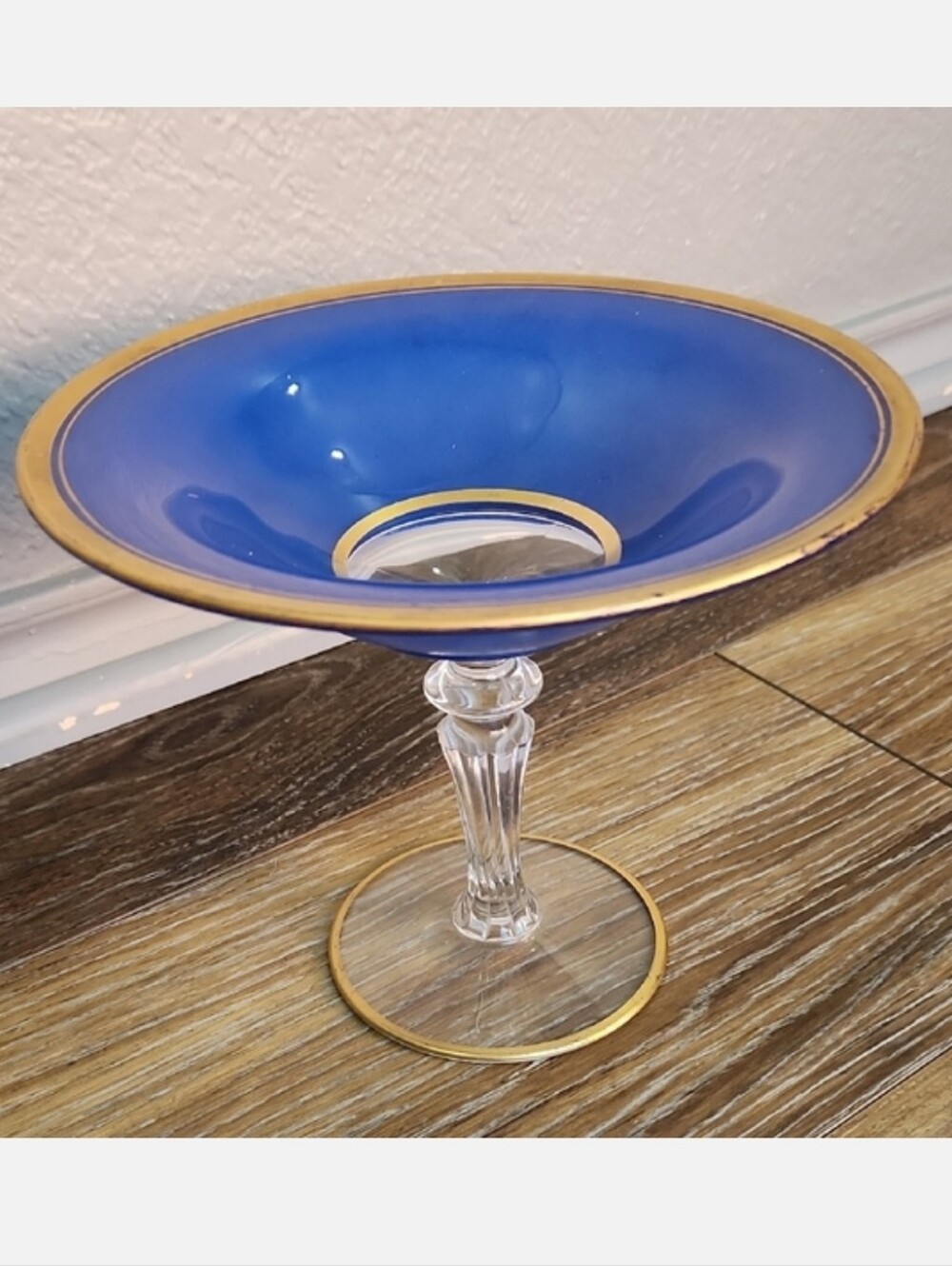 Vintage Cobalt Blue Gold Glass Cup